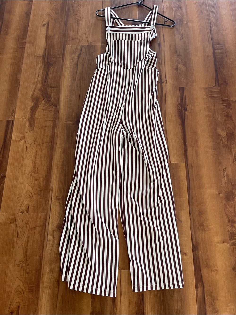Halara Striped Brown and White Wide-Leg Jumpsuit